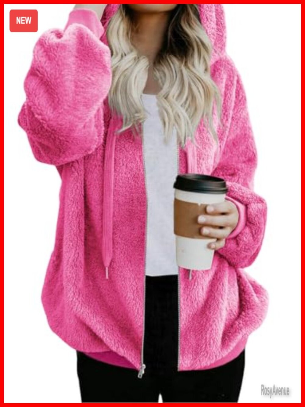 Sherpa Fleece Zip Up Hoodie Soft Cozy Warm Jacket Full Zip